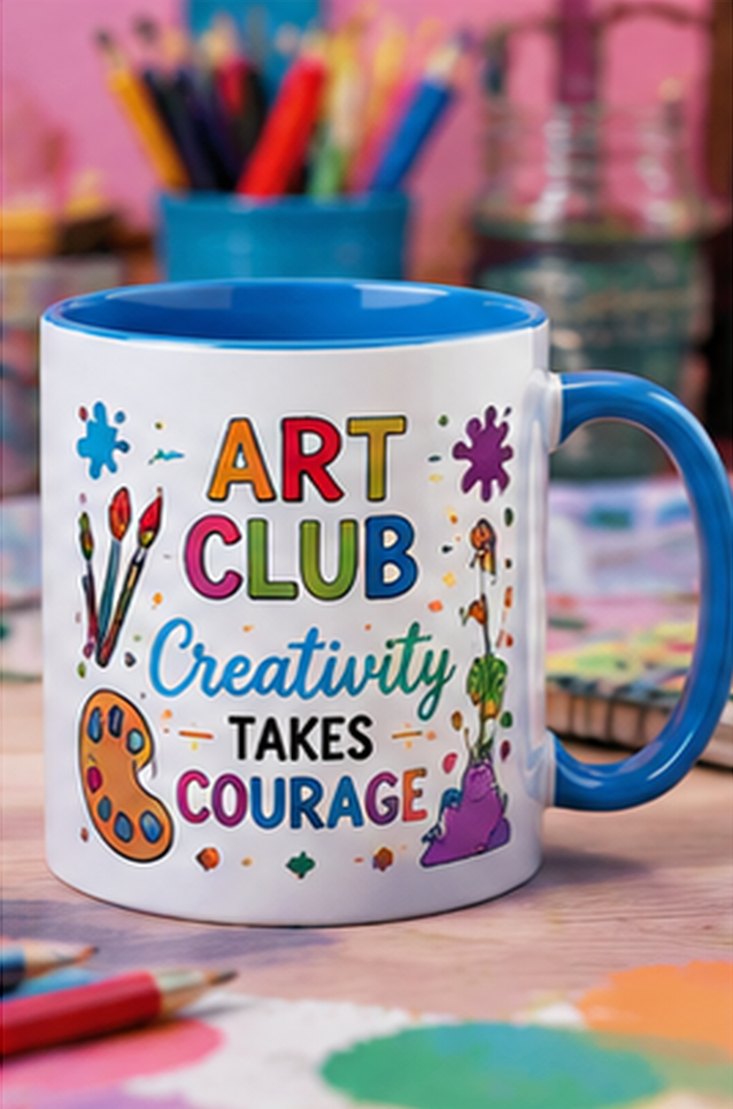 Art Club custom school mug — blue